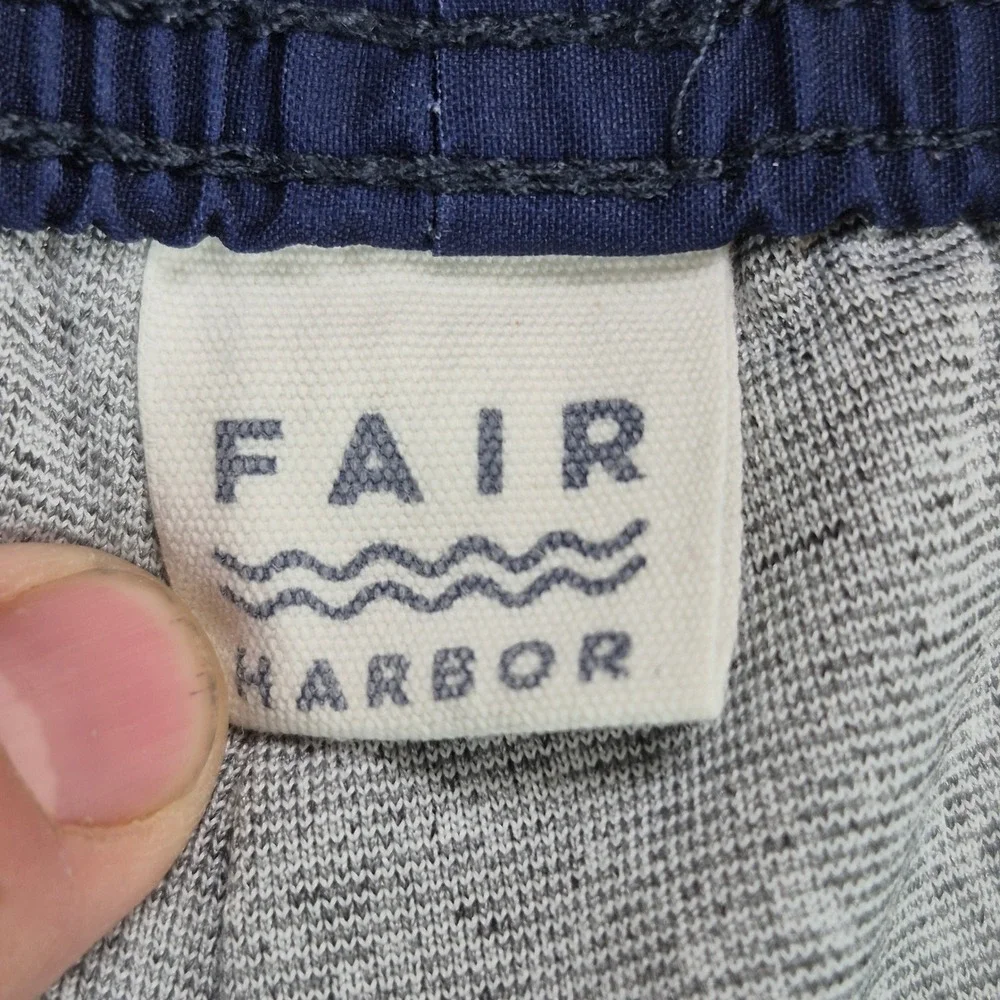 Fair Harbor Swim Shorts Mens Medium Blue Tropical Leaf Print Anchor Trunk Lined